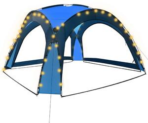 Partytält med LED och 4 sidoväggar 3,6x3,6x2,3 m blå