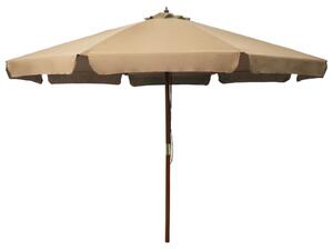 Trädgårdsparasoll med trästång 330 cm taupe