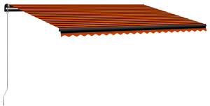 Markis manuellt infällbar med LED 500x300 cm orange och brun