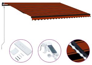 Infällbar markis med vindsensor & LED 500x300 cm orange & brun