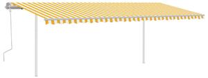 Markis manuellt infällbar med LED 6x3 m gul och vit