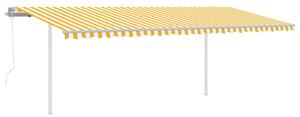 Automatisk markis med vindsensor & LED 6x3,5 m gul och vit