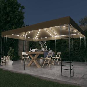 Paviljong med ljusslinga LED 3x4 m taupe