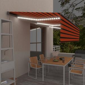 Automatisk markis med vindsensor & LED 6x3 m orange/brun