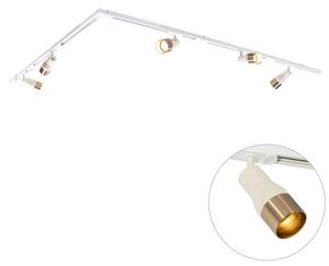 Modernt skensystem med 5 spotlights beige med guld 1-fas - Iconic Kohua