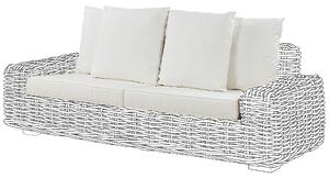 Set med Kuddfodral Utomhus för Trädgårdssoffa Vit Polyestertyg Soffa Sittplats Ryggkuddar Fodral Beliani