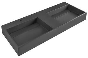 Dubbelt Väggmonterat Tvättställ Mattsvart Mineralmarmor Rektangulärt 120 x 48 cm Badrum Beliani