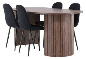 HÄRÖN Matgrupp 200 cm Oval Mocca med 4 Polar stolar Svart -