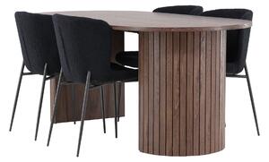 HÄRÖN Matgrupp 200 cm Oval Mocca med 4 Modesto stolar Svart -