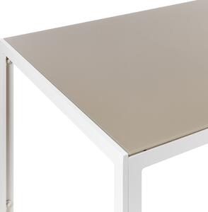 Matbord för trädgården Beige skiva i härdat glas Vit aluminiumram 160 x 90 cm Modern utomhusdesign Beliani