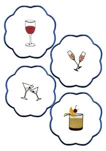 Von Norten Cheers Drinkunderlägg Set om 4 med Elegant Broderi – Fläckbeständiga, Tidlösa Underlägg för Alla Tillfällen