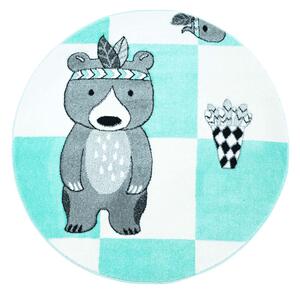 Barnmatta - Bueno Indian Bear Rund (turkos) (Storlek: Ø 120 cm)