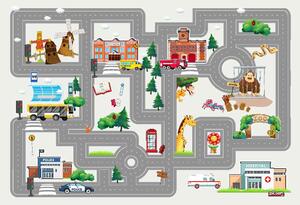 Barnmatta - City Street (multi) (Storlek: 120 x 170 cm)