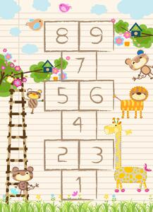 Barnmatta - Counting Animals (multi) (Storlek: 120 x 170 cm)