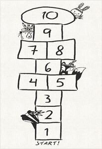 Barnmatta - Hopscotch Animals (vit) (Storlek: 120 x 170 cm)