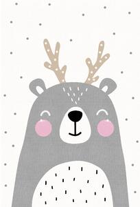 Barnmatta - Happy Bear (vit) (Storlek: 120 x 170 cm)