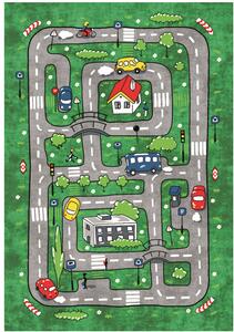 Barnmatta - Village Road (grön) (Storlek: 120 x 170 cm)