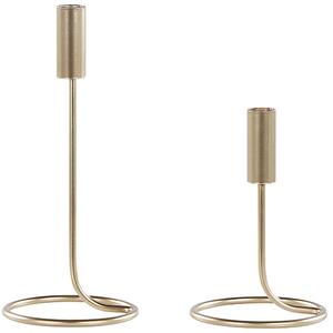 Set med 2 Ljusstakar Guld Järn Rund Form Modern Minimalistisk Ljusstakar Dekoration Beliani