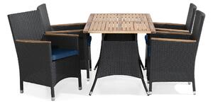 Matgrupp Utomhus Thor 140x90 + 4 Thor Lyx Fatolj m Dyna - Akaciatop Svart|Teak|Bla
