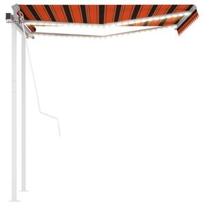 Automatisk markis med vindsensor & LED 3,5x2,5 m orange/brun