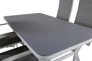 COPACABANA VIRYA Matbord 160x90 cm + 4 stolar - Grå/Vit | Utemöbler