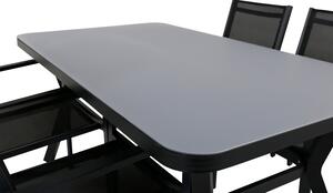 COPACABANA VIRYA Matbord 160x90 cm + 4 stolar - Grå/Svart | Utemöbler