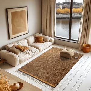 Ryamattor - Celina Natural Cotton Shaggy (brun/orange) (Storlek: 80 x 150 cm)