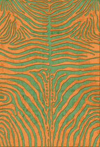 Wiltonmatta - Zebra (grön/orange) (Storlek: 240 x 340 cm)