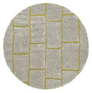Rund matta - Lindley Natural Cotton Shaggy (greige/grön) (Storlek: Ø 200 cm)