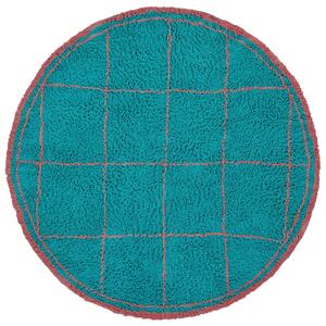 Rund Matta - Lana Natural Cotton Shaggy (turkos/rosa) (Storlek: Ø 200 cm)