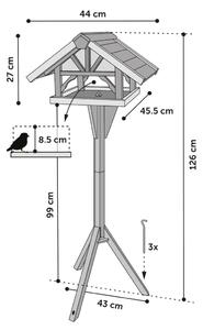 FLAMINGO Fågelbord med stativ Vintro 44x45,5x126 cm naturfärgad