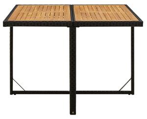 Trädgårdsbord svart 109x107x74 cm konstrotting & massiv akacia