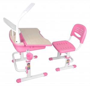 Vipack Justerbart skrivbord för barn med stol Comfortline 301 rosa vit