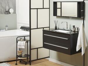 Badrumsmöbler Svart och Silver 2 Lådor Spegel Väggskåp Tvättställ Modern Beliani