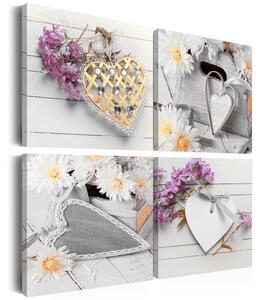 Canvas Tavla - Hearts and flowers - 40x40
