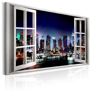 Canvas Tavla - Window: View of New York - 90x60