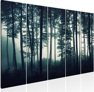 Canvas Tavla - Dark Forest (5 delar) Narrow - 200x80