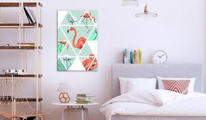 Canvas Tavla - Geometric Flamingos Vertical - 40x60