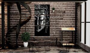 Canvas Tavla - Grey Buddha - 30x60