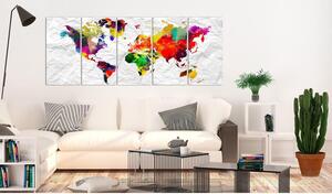 Canvas Tavla - World on Paper - 200x80
