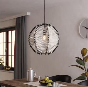 Eglo 44006 - Ljuskrona med textilsladd WAVERTON 1xE27/40W/230V diameter 48 cm vit/svart