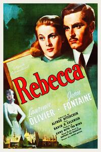 Konsttryck Rebecca / Alfred Hitchcock (Retro Cinema / Movie Poster), (26.7 x 40 cm)