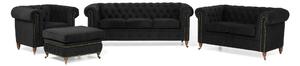 CHESTERFIELD LUX Soffgrupp 3+2+Fåtölj+Fotpall Sammet -