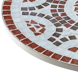 Bistrobord Vit Metall 60 cm Mosaikplattor Mönster Bordsskiva Vintagestil Medelhavsstil Trädgård Uteplats Balkong Beliani
