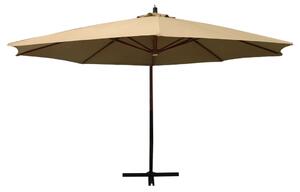 Frihängande parasoll med trästång 350 cm taupe