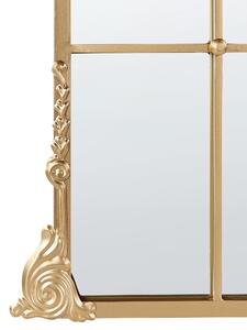 Väggspegel Guld Metall 66 x 124 cm Väggmonterad Fönster Dekorativ Spegel Vinatge Stil Hängande Dekor Beliani