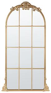 Väggspegel Guld Metall 66 x 124 cm Väggmonterad Fönster Dekorativ Spegel Vinatge Stil Hängande Dekor Beliani