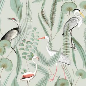 DUTCH WALLCOVERINGS Tapet Flamingo mintgrön