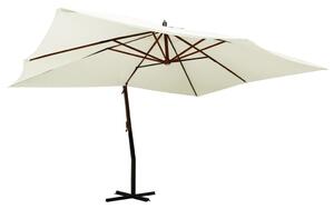 Frihängande parasoll med trästång 400x300 cm sandvit