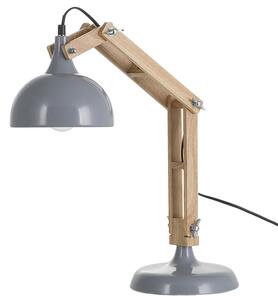Bordslampa i Grått Trä Justerbar Arm Lampskärm i Metall Modern Glans Beliani